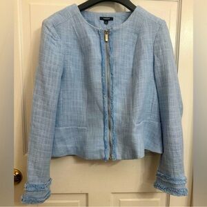 Premise Light Blue Tweed Zip Up Blazer